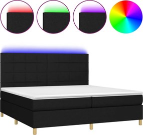 vidaXL Κρεβάτι Boxspring με Στρώμα &amp; LED Μαύρο 200x200 εκ. Υφασμάτινο