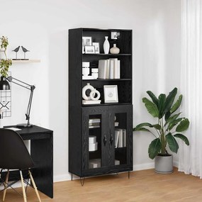vidaXL Highboard 2 pcs Μαύρη Οξυά Επεξεργασμένο ξύλο