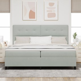 vidaXL Κρεβάτι με στρώμα Φωτεινό Γκρι 200x200 cm Βελούδο