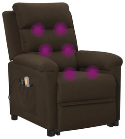 vidaXL Πολυθρόνα Μασάζ με Ανύψωση Σκούρο Καφέ Υφασμάτινη