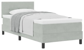 vidaXL Κρεβάτι με Στρώμα Light Grey 90x200 εκ Βελούδο