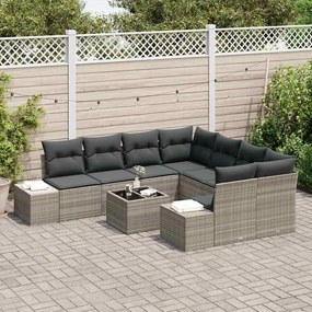 vidaXL Σετ Καναπέ Κήπου 9 pcs Ανοιχτό γκρι Πολυ ράταν