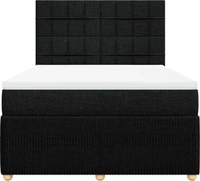 vidaXL Κρεβάτι Boxspring με Στρώμα Μαύρο 140x200 εκ. Υφασμάτινο