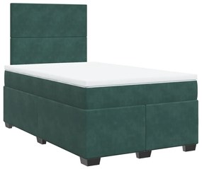 vidaXL Κρεβάτι Boxspring με Στρώμα Σκούρο Πράσινο 120x200εκ. Βελούδινο