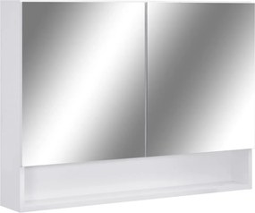 vidaXL Καθρέφτης Μπάνιου με Ντουλάπι / LED Λευκό 80 x 15 x 60 εκ. MDF