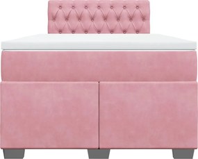 vidaXL Κρεβάτι Boxspring με Στρώμα Ροζ 120x200 εκ. Βελούδινο