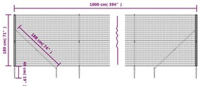 vidaXL Συρματόπλεγμα Περίφραξης Πράσινο 1,8 x 10 μ. με Καρφωτές Βάσεις