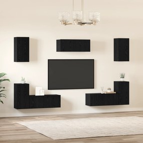 vidaXL Σετ επίπλου τηλεόρασης 7 pcs Μαύρη δρυς Επεξεργασμένο ξύλο