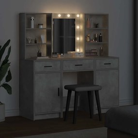 vidaXL Σετ Τραπέζι Ντυσίματος με LED 3 τμχ. Σκυρόδεμα Γκρι
