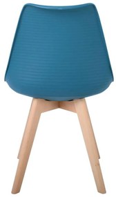 Καρέκλα MARTIN STRIPE Ξύλινο πόδι / PP Petrol 49x56x82cm (Σετ 4 ΤΕΜ)