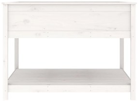 Ζαρντινιέρα με Ράφι Λευκή 111,5x111,5x81 εκ. Μασίφ Ξύλο Πεύκου - Λευκό
