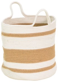 Διακοσμητικό καλάθι Horma Inart βαμβάκι-γιούτα σε μπεζ-καφε απόχρωση Φ30x30εκ