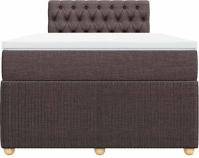 vidaXL Κρεβάτι Boxspring με Στρώμα Σκούρο Καφέ 120x190 εκ Υφασμάτινο