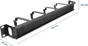 DELOCK cable management 67033, 19"/1U rack, 4x γάντζοι &amp; βούρτσα, μαύρο
