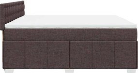 vidaXL Κρεβάτι Boxspring με Στρώμα Σκούρο Καφέ 200x200 εκ. Υφασμάτινο