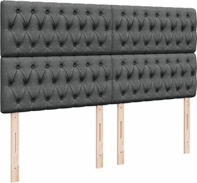 vidaXL Κρεβάτι Boxspring με Στρώμα Σκούρο Γκρι 200x200 εκ. Υφασμάτινο