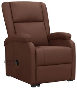 vidaXL Πολυθρόνα Μασάζ με Ανύψωση Γυαλ. Καφέ Συνθ. Δέρμα