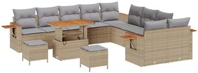 vidaXL Σετ Καναπέ Κήπου με μαξιλάρι 13 pcs Μπεζ Πολυ ράταν