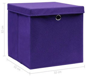 vidaXL Κουτιά Αποθήκευσης με Καπάκια 10 τεμ Μοβ 32x32x32εκ Υφασμάτινα