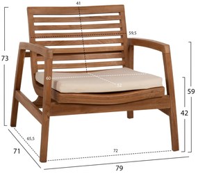 Σετ κήπου Σαλόνι DOVER 4 τεμ Ανακυκλωμένο TEAK Φυσικό με Λευκά Μαξιλάρια