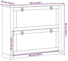 ΠΑΠΟΥΤΣΟΘΗΚΗ CORONA 99X32X85 ΕΚ. ΑΠΟ ΜΑΣΙΦ ΞΥΛΟ ΠΕΥΚΟΥ 4002785