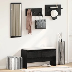 vidaXL Σετ επίπλων χωλ με συρτάρι 4 pcs Μαύρη Οξυά Επεξεργασμένο ξύλο