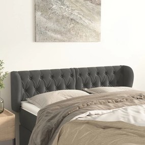 Κεφαλάρι με Πτερύγια Σκούρο Γκρι 147x23x78/88 εκ. Βελούδινο 3117529