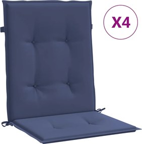 vidaXL Μαξιλάρια Καρέκλας Χαμηλή Πλάτη 4 τεμ. Ναυτικό Μπλε Υφασμάτινο