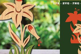 Σετ των 2 Intra απο ξύλο plywood 3mm-4mm πάχος - Διακόσμηση με κομμένα λέιζερ λουλουδιών 11 Δίασταση 20x20 cm INTRAFABR-113208468