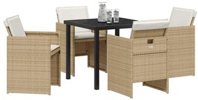 vidaXL Σέτ φαγητού για κήπο 5 pcs Μπεζ συνθετικό ρατάν