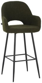 Σκαμπό μπαρ Renish pakoworld μπουκλέ ύφασμα σε λαδί απόχρωση με μαύρα μεταλλικά πόδια 51x57x114εκ