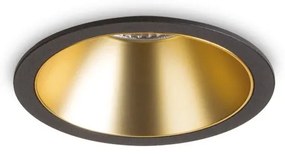 Χωνευτό Σποτ Φωτιστικό Οροφής LED 20W Μαύρο-Χρυσό 2700K Φ12cm IP40 Trim Game 341385 Ideal Lux 341385