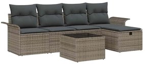 vidaXL Σετ Καναπέ Κήπου με μαξιλάρι 6 pcs Γκρι Πολυ ράταν