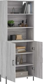 vidaXL Ντουλάπι Γκρι Sonoma 69,5 x 34 x 180 εκ. Επεξεργασμένο Ξύλο