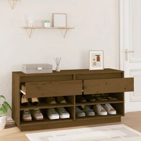 vidaXL Παπουτσοθήκη Μελί 110x34x52 εκ. από Μασίφ Ξύλο Πεύκου
