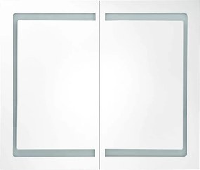 vidaXL Καθρέφτης Μπάνιου με Ντουλάπι &amp; LED Λευκό και Δρυς 80x12x68 εκ.