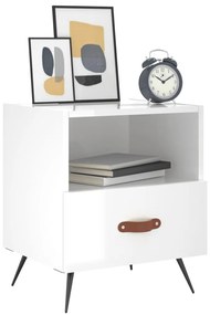 vidaXL Κομοδίνα 2 τεμ. Γυαλ. Λευκό 40x35x47,5 εκ. Επεξεργασμένο Ξύλο