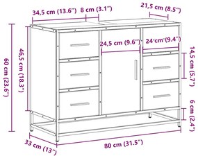 ΝΤΟΥΛΑΠΙ ΜΠΑΝΙΟΥ ΝΙΠΤΗΡΑ ΓΚΡΙ SONOMA 80 X 33 X 60ΕΚ. ΕΠΕΞ. ΞΥΛΟ 849282