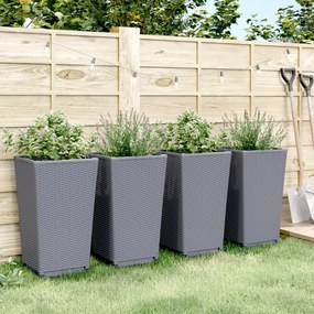vidaXL Ζαρντινιέρες Κήπου 4 τεμ. Μπλε Γκρι 32,5x32,5x57 εκ. Πολυπροπυλένιο