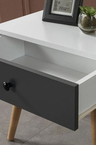 Κομοδίνο Λευκό / Ανθρακί RODRA 55x55x30