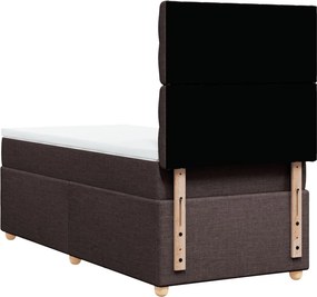 vidaXL Κρεβάτι Boxspring με Στρώμα Σκούρο Καφέ 100x200 εκ. Υφασμάτινο