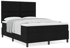 vidaXL Κρεβάτι με βάση και στρώμα Μαύρο 140x200 cm Ύφασμα