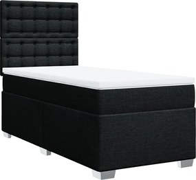 vidaXL Κρεβάτι Boxspring με Στρώμα Μαύρο 100 x 200 εκ. Υφασμάτινο