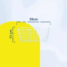 Μεταλλικό Καλάθι Αποθήκευσης 29x12x13cm Άσπρο ή Μαύρο - Άσπρο