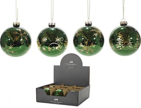 Χριστουγεννιάτικη Μπάλα ΠράσινοΧρυσό 100mm Σε 4 Σχέδια