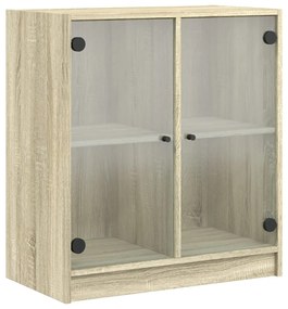 vidaXL Βοηθητικό Ντουλάπι Sonoma Δρυς 68x37x75,5εκ. με Γυάλινες Πόρτες