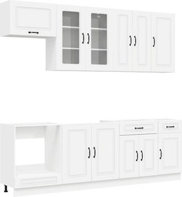 vidaXL Μονάδα κουζίνας KALMAR 8 pcs Λευκό Επεξεργασμένο Ξύλο