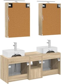 vidaXL Σετ Ντουλαπιών Μπάνιου 5 pcs Sonoma Δρυς Επεξεργασμένο Ξύλο