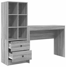 vidaXL Γραφείο με αποθηκευτικό χώρο με συρτάρι 2 pcs Γκρι sonoma