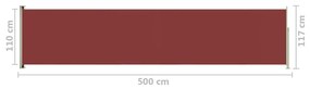 Σκίαστρο Πλαϊνό Συρόμενο Βεράντας Κόκκινο 117 x 500 εκ. - Κόκκινο